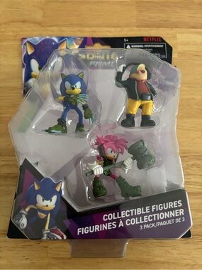 Sonic Prime 3-Pack Collectible Figures - Blue, Pink, Yellow